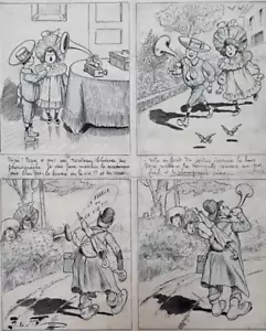 Vintage Ink Original Drawing Ernest B. Lem THELEM (1869-1930) Cartoon, Children - Picture 1 of 8