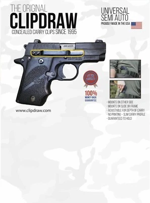 Clipdraw for Kimber Micro Handguns All Model #SA-B Black Belt Clip Conceal Carry - Image 1 of 4