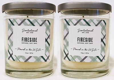 2 velas medianas Scentsational FIRESIDE mezcla de soja natural 11 oz Foto 1 de 3
