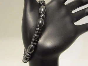 STRAND OF HEMATITE STONES STRETCHABLE BRACELET FASHION 5678B - Picture 1 of 1