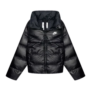 Nike Black High Neck Puffer Collared Down Insulated Oversized Jacket Women SMALL - Picture 1 of 5