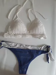 lotto 972b costume mare bikini donna blu bianco tg.L/M - Foto 1 di 1