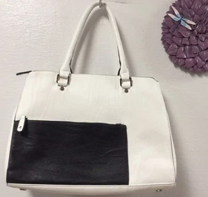 Lily Ivy Weekender Tote Handbag White Black Large H6 - Picture 1 of 10