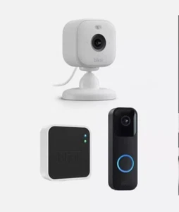 BLINK Video Doorbell + Sync Module 2 in Black + BLINK Mini 2 Cam in White - Picture 1 of 5