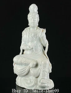 13.3" Old Song Dynasty White Glazed Porcelain Kwan-yin Guan Yin Buddha Statue - Picture 1 of 9