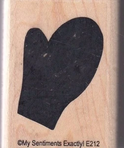 mitten my sentiments Wood Mounted Rubber Stamp 1 1/2 x 2" Free Shipping - Picture 1 of 2