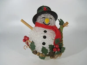 Plastic Crystal Illuminated Christmas Ice Cube Snowman Figures 6 in - Picture 1 of 5