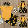 3PCS Newborn Baby Girl Clothes Romper Bodysuit Tops Shorts Headband Outfits Set