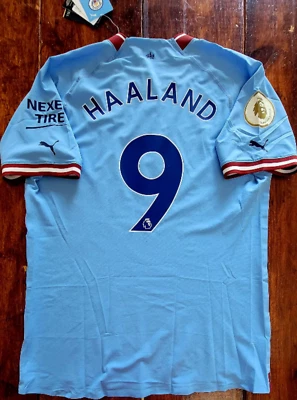 2022/23 PUMA MANCHESTER CITY #9 HALLAND PLAYER AUTHENTIC ISSUE WINNER SOCCER - Image 1 of 4