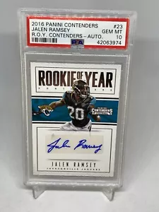 JALEN RAMSEY 2016 CONTENDERS #23 NOVATO DEL AÑO AUTO RC PSA 10 GEMA MT POP 4 - Imagen 1 de 7