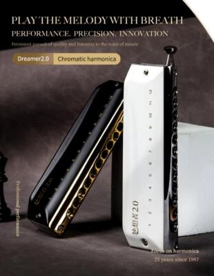EASTTOP Dream 2.0 12Holes Chromatic Harmonica Key of C Professional Mouth Organ - Image 1 of 4