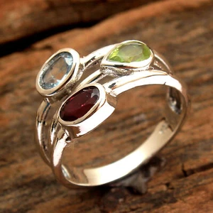 Peridot Gemstone 925 sterling Silver Jewelry Solid Beautiful Ring Size US 8 - Picture 1 of 2