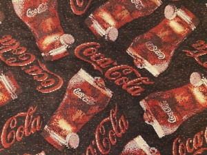 Coca-Cola Tapestry Upholstery Fabric Remnant 41" x 46" Coke Bottles READ