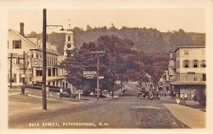Peterboro NH Main Street Drug Store Garage RPPC Real Photo Postcard - Picture 1 of 2