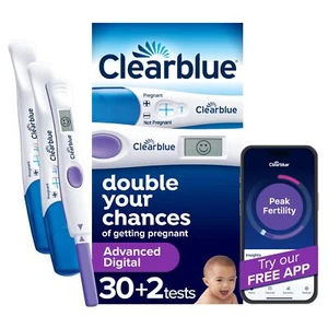 Clearblue Advanced Digital Ovulation Test Kit with Pregnancy Tests 32 Count - Picture 1 of 14