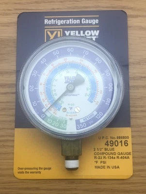 Yellow Jacket 49016 Blue Manifold Low Pressure Gauge 2 1/2" R22, R134a, R404A - Image 1 of 4