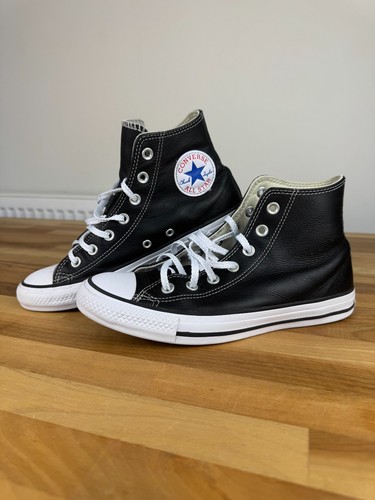 Scarpe da ginnastica alte Converse uomo donna Chuck Taylor in pelle nere UK 8 usate