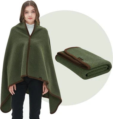 ACUSHLA Tragbare Kuscheldecke Merino Wolle Wolldecke warm Decke TV Decke Olive - Bild 1 von 4