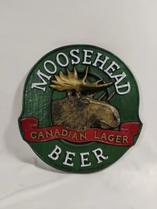 Vintage MOOSEHEAD Canadian Lager BEER Sign 14" x 13" Hard Plastic ManCave Bar - Picture 1 of 9