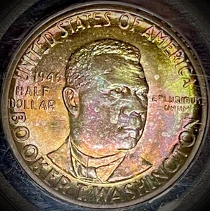 1946-D Booker T Washington Commemorative Half Dollar PCGS MS67 Toned BTW - Picture 1 of 3