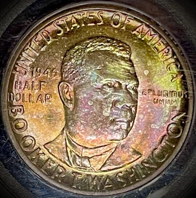 1946-D Booker T Washington Commemorative Half Dollar PCGS MS67 Toned BTW - Image 1 of 3