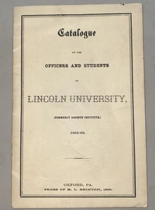 RARE HBCU History - Lincoln University Catalogue 1866 - First Year Ashmun Inst - Picture 1 of 6