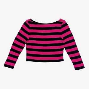 Bailey 44 Beach Party Top Size M Pink Black Striped Cropped Edgy Retro Pop Punk - Picture 1 of 5