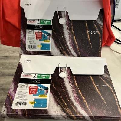 2 Mead Five Star 7 Pocket Poly Expanding File 9.5” x 13” Letter Size Abstract - Image 1 of 3