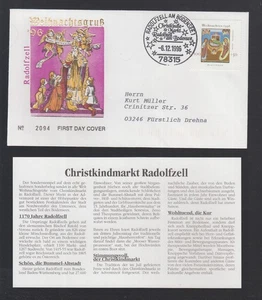Bund BRD Brief + Beschr.  Weihnachtsgruß 1996   Christkindmarkt Radolfzell - Picture 1 of 1