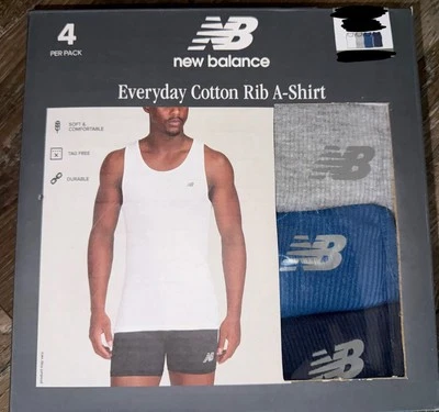 Paquete de 4 camisetas sin mangas New Balance para hombre mezcla de algodón multicolor (C) ~ XL Foto 1 de 3