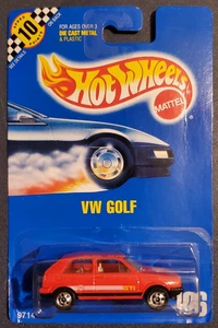Vintage 1990 Hot Wheels VW Golf #106 Blue Card Speed Points Red - Picture 1 of 7