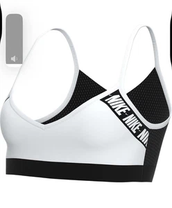Sujetador deportivo Nike Indy Logo Dri-FIT para mujer talla M blanco espalda deportiva CJ0559-100 - Imagen 1 de 6