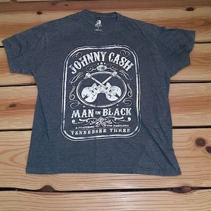 Johnny Cash Tee Tshirt Men’s Medium Vintage Washed Black Man In Fire Distressed - Picture 1 of 4