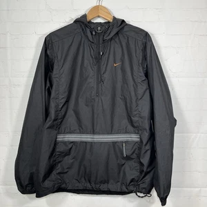 Vintage Nike Jacket 1/2 Zip Anorak Windbreaker Men’s Medium Black 90's Hooded - Picture 1 of 12