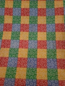 Small print patchwork primary colors vintage fabric material floral 28x100" - Picture 1 of 2