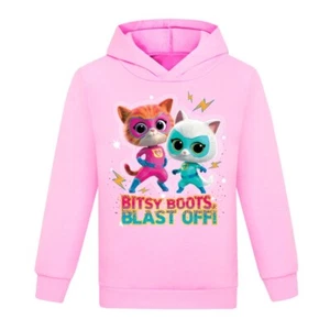 Superkitties 3-10 year old girls' hoodie and boys' pullover hoodie top - Picture 1 of 20