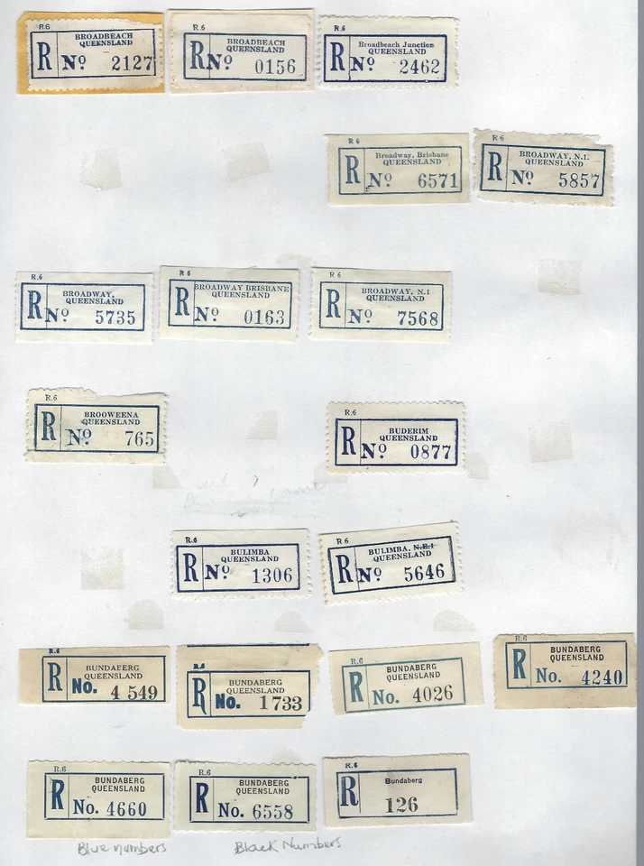 Etiquetas de registro de Australia Queensland Broadbeach, Buderim, Bundaberg ++ Foto 1 de 1