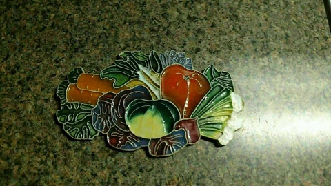 Ceramic Wall Hanging Fall Harvest Plaque Sign Autumn Summer Vegetables Cover