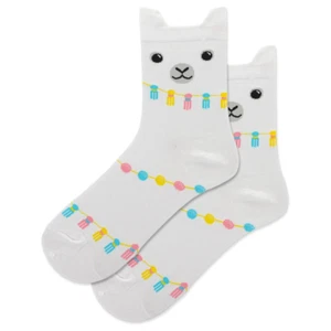 Calcetines tobilleros para mujer Lovables Llamas talla 9-11 blancos Hot Sox lanudos moda nuevos - Imagen 1 de 1