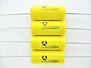 Condensador de película de poliéster metalizado 4X - 1uF @ 100V (5%) - tono / audio / guitarra - Imagen 1 de 2