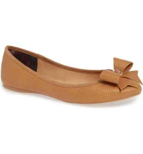 Ted Baker Sually Flat Brown dainty Bow & signature rose-gold hardware Shoes Size - Picture 1 of 4
