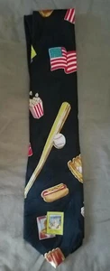 Cravatta vintage ARGENTO PIOGGIA BASEBALL Americana Pastime 1997  - Foto 1 di 4