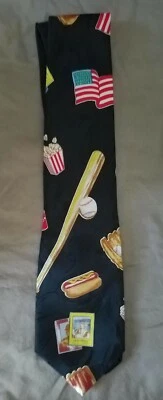 Corbata de béisbol vintage Silver Rain Americana Pastime 1997  Foto 1 de 4