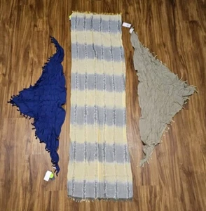 3 Echo 100% Cotton Scarfs- 2 Triangle Scarfs And 70" X 20" Scarf **Read Info** - Picture 1 of 16
