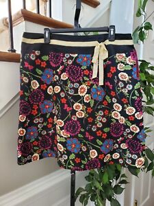 Mix Nouveau Women's Black Floral 100% Cotton Pull on A-Line Casual Skirt Size 16