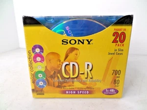 Neu fabrikversiegelt 20er-Pack CD-R Sony Slim Jewel Hüllen Farbe 700 MB 80 Min - Bild 1 von 6