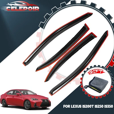 Para Lexus IS200t IS250 IS350 2014-2020 Estilo delgado Viseras de ventana Protector de lluvia Foto 1 de 4