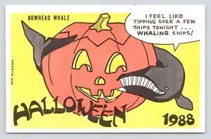 Halloween 1988 Bowhead Wal Künstler Ann Rusnak limitierte Karten Vintage unbenutzte Postkarte - Bild 1 von 2