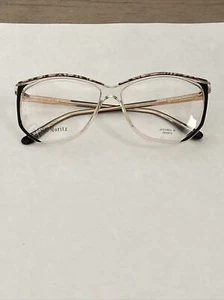 Vtg New Beige Marble Brigitte St. Moritz Plastic & Gold Frame Glasses 58-20-140 - Picture 1 of 11