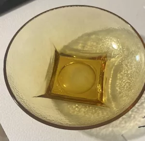 Vintage Haselnuss Atlas Glas Capri Kolonie Bernstein Glas Salat Schüssel quadratischer Boden MCM - Bild 1 von 2